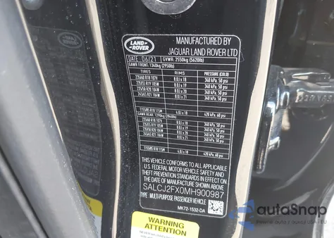 2021 Land Rover Discovery Sport S from USA, damaged, VIN SALCJ2FX0MH900987